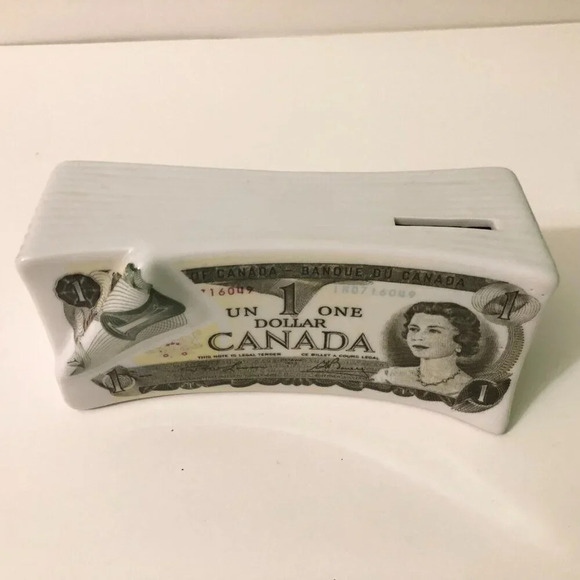 Vintage  One Dollar Bill Canada Canadian Coin Bank Taiwan Queen - Picture 2 of 13